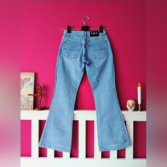 VINTAGE l.e.i. Flare Leg Denim Blue Jeans SIZE 5 • AUTHENTIC VINTAGE from 1990's - Picture 3 of 12